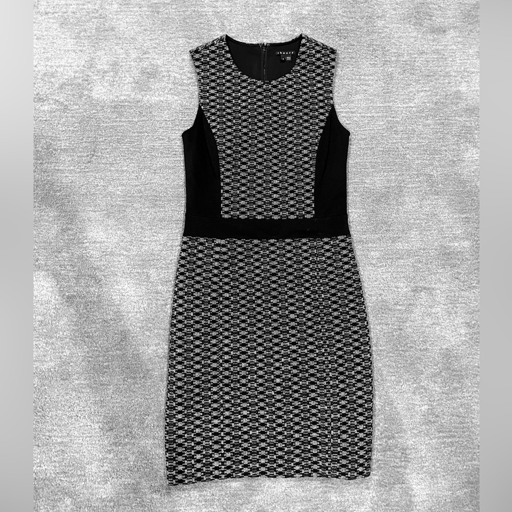 Theory Dress Toli Chevron Wool Tweed Shift Dress size 2